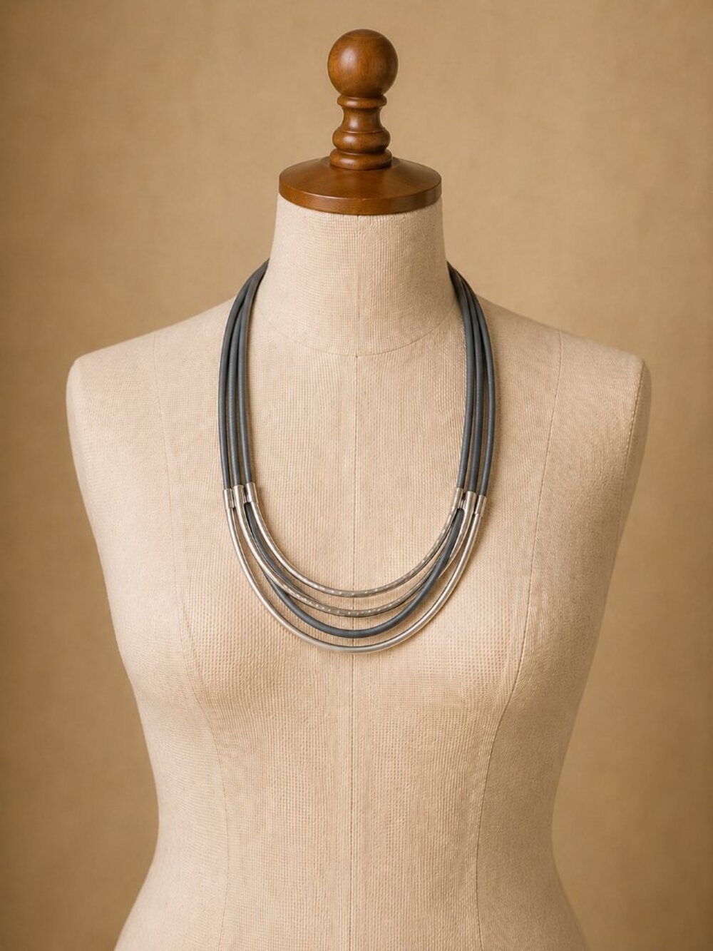 J.Jill Layered Gunmetal & Hammered Silver Statement Necklace | NWT | Adjustable